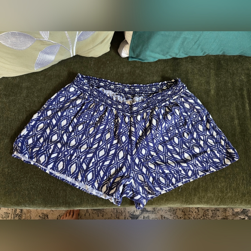 3X Simply Ruby Stylish High Waist Women's Shorts in Navy Pattern